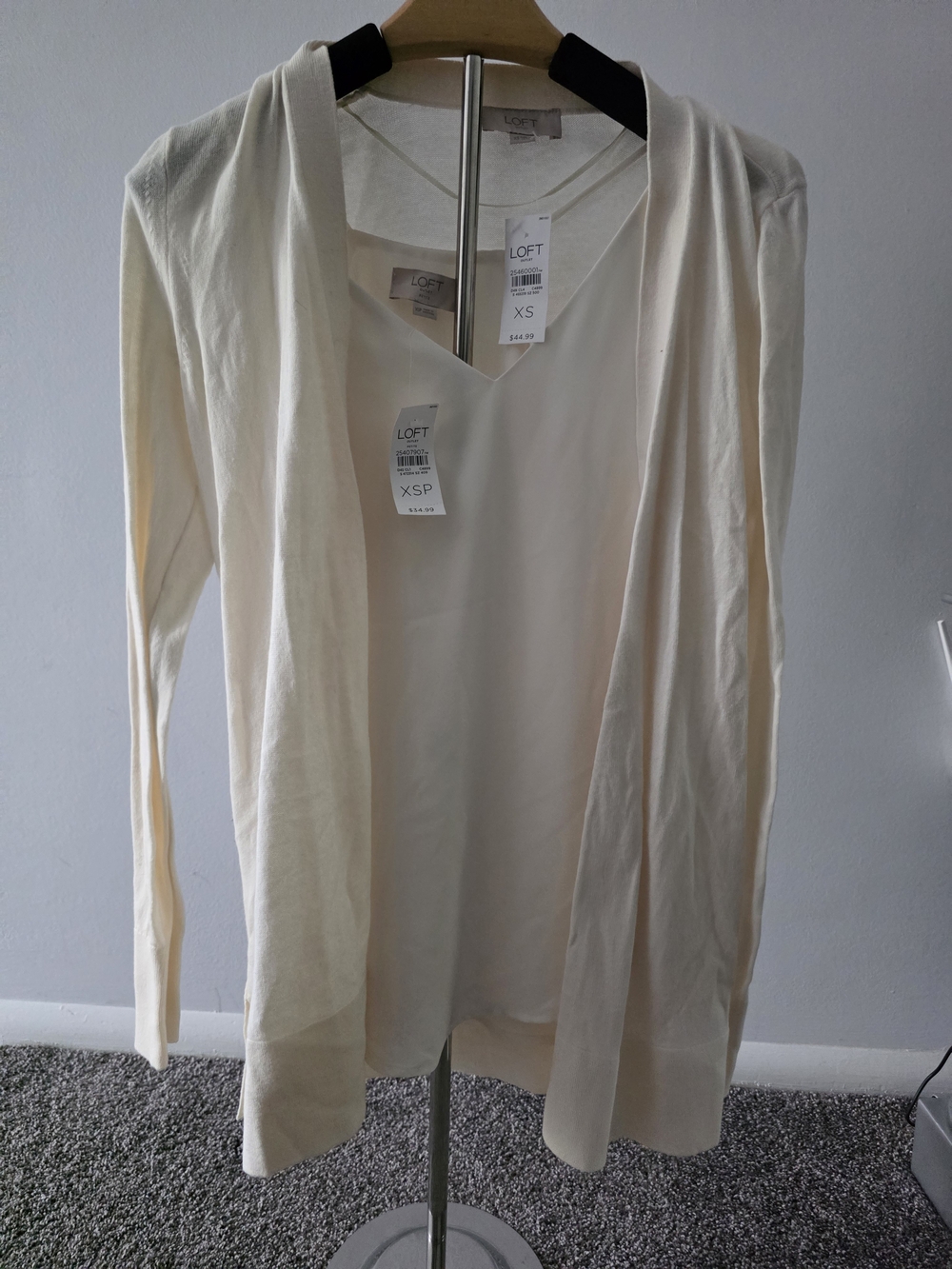 LOFT Cream Open-Front Cardigan & Shell Set
